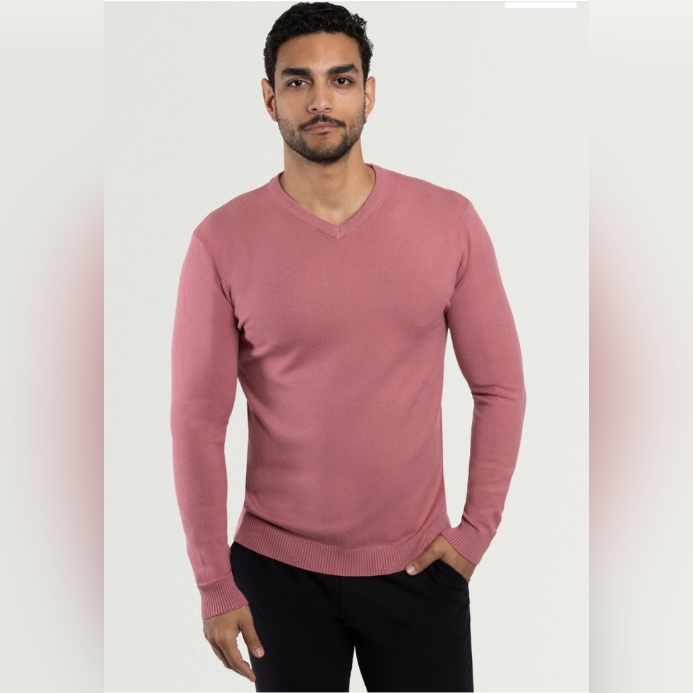 X ray Jeans V-Neck Sweater, Men's Size 2XL, Heather Raspberry, Long Sleeve. NWT